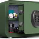 Digital Safe Box, 1.0 Cu. ft. Heavy Duty Solid Steel Home Safe with Keypad, Small Personal Security Lock Box for Money, Jewelry, Anti-Theft Money Box for Hotel, Dorm, Office (Green)