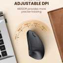 POJTK Ergonomic Wireless Rechargeable Mouse, Bluetooth+USB A+Type C(3 in 1) Connection, 5 Levels Up to 4800 DPI, 6 Silent Buttons, 2.4GHz Carpal Tunnel Vertical Mice, for Laptop, Desktop,MacBook-black