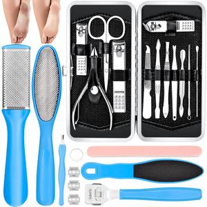 Pedicure Kits - Callus Remover for Feet, 23 in 1 Professional Manicure Set Pedicure Tools Stainless Steel Foot Care, Foot File Foot Rasp Dead Skin for Women Men Home Foot Spa Kit, Blue23