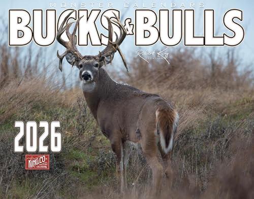 2026 Monster Bucks & Bulls Signature Series Wall Calendar 16-Month X-Large Size 14x22, Whitetail Deer | Mule Deer Buck | Elk Calendar by The KING Company