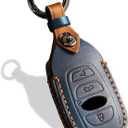 Leather Key Fob Cover, Compatible with Subaru Forester CrossTrek Outback Ascent Legacy Impreza WRX BRZ STI, etc, Retro Style No Screw Design Smart Key Holder Protector(4 Button, Blue)