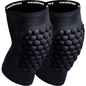 COOLOMG Basketball Knee Pad for Kids Youth Adult, Compression Anti-slip Knee Sleeve for Baseball Volleyball Football, Sports Knee Protector (1 Pair) (Small, Black Bubble)