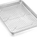 Baking Sheet with Wire Rack Set (1 Pan+1 Rack), Homikit 16" x 12" Stainless Steel Cookie Bacon Pan for Oven, Nonstick Jelly Roll Pan Baking Tray with Grid Cooling Rack for Cook Roast, Dishwasher Safe