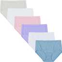 Hanes Women's Underwear Briefs Pack, 6-Pack, Pure Comfort Organic Cotton Brief Panties for Women, Full Coverage   Solid/ Print Mix, 7