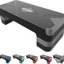 EVERYMILE Aerobic Exercise Step, Adjustable Aerobic Stepper for Exercise, Workout Step Platform, Step Up Box, 26.5" Step Deck with 4 6 8 Adjustable Height Risers, Women Home Gym Fitness (Grey)