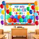 Pasimy Summer Classroom Bulletin Board Decoration Hawaiian Theme Tropical Beach Cutouts Bang Into Summer DIY Craft with 24 Balloons for Back to School Classroom Wall Party Decor(Ocean)