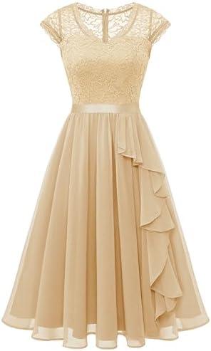 Women's Vintage Floral Lace Eyelashes Lace Wedding Guest Skater Short Prom Dress WT0212ChampagneM