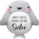 Sister Birthday Gifts - Throw Pillow, Valentines Birthday Gifts for Sister in Law Adult Sis Bestie Friends Women, Funny Sisters Gift from Brother Sis Sibling, Shark Plush Stuffed Animal 15