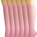 SUMONA 6 Pairs Women Opaque Stretchy Spandex Knee High Trouser Socks (9-11, Pink)
