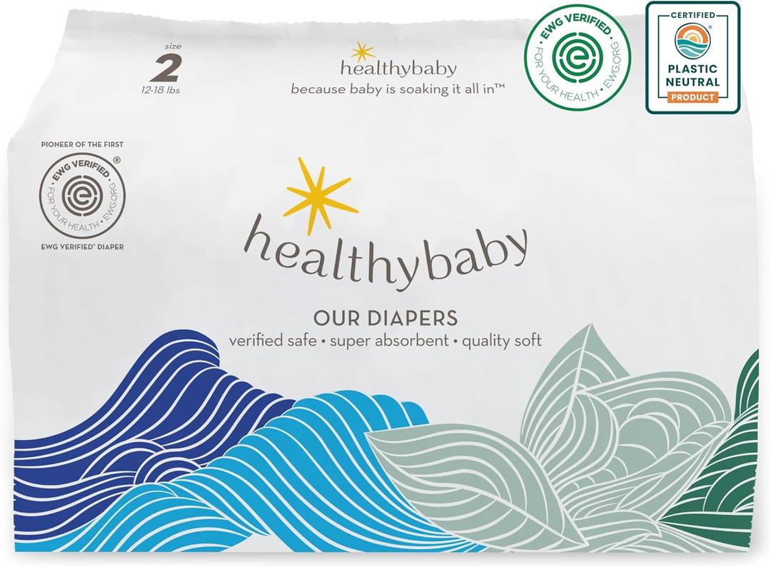 Our Diapers | The First EWG Verified & Microbiome-Friendly Diaper | 12-Hour Leak Protection | Made with Organic Cotton & Plant-Derived Materials | Totally Chlorine Free | Size 2 (12-18 lbs) 42 Count