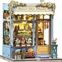 CUTEBEE Book Nook Kit - DIY Miniature House Dollhouse Kit for Adults, Booknook Tiny House Bookshelf Decor 3D Wooden Puzzle, Gifts for Family and Friends (Anna's Blue Blossom)