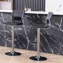 Swivel Bar Stools Set of 2, PU Leather BarStools Set of 2 Counter Height Bar Stool with Back, Seat Height Adjustable from 23 to 32 Black Bar Stools for Kitchen Counter (Black)