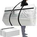 4 Pcs 96 Gallon Extra Large Moving Bags Heavy Duty Storage Bag with Strong Zipper Handle Foldable XXL Jumbo Storage Tote Packing Moving Box for College Dorm Travel Cloth Duffle (Clear)