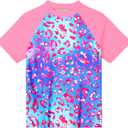 Girls Swimsuit Colorful Short Sleeve Bathing Suits UPF 50+ Rash Guard Set Two Piece Summer Swimwear