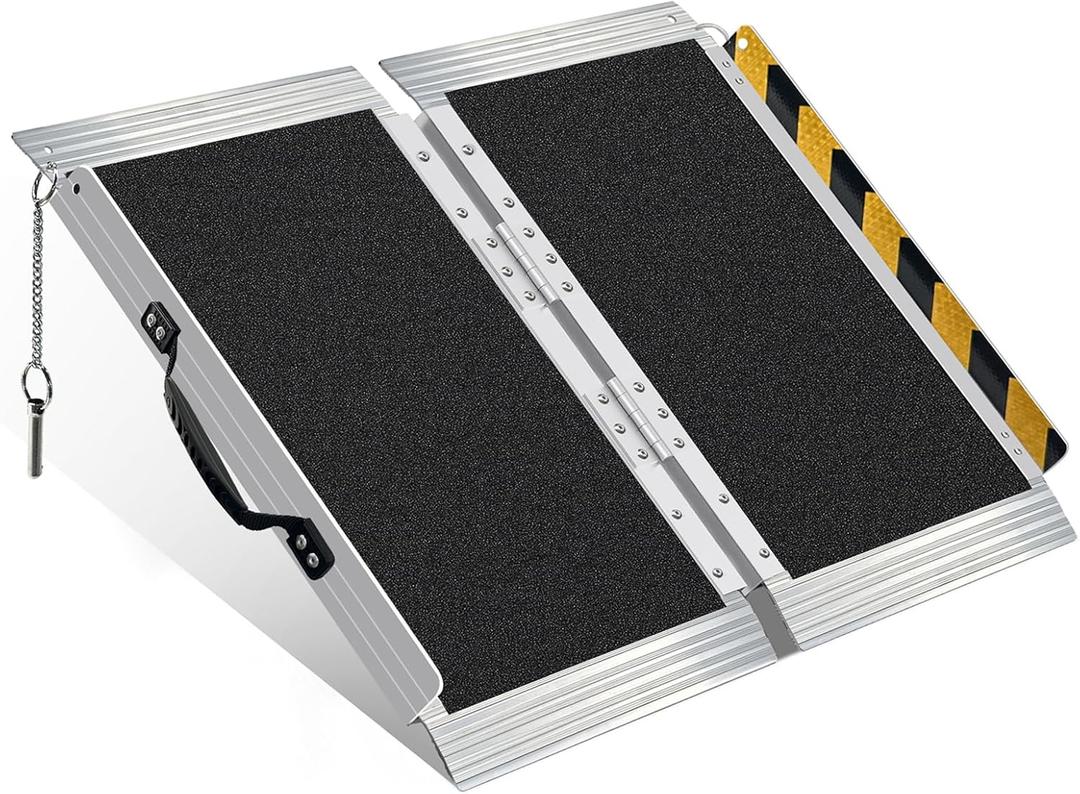 2FT Portable Wheelchair Ramp 800lb Capacity, Folding Non-Slip Aluminum Handicap Ramp, Ramps for Wheelchairs for Home, Doorways, Stairs, Thresholds, Car Curbs, Scooters & Carts