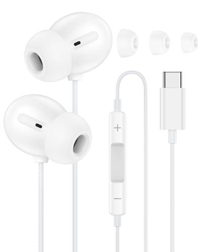 USB C Headphones for iPhone 17 16 15 Pro Max Plus Air iPad Pro, USB-C in-Ear Buds with Micrphone & Noise Cancelling USBC Apple Wired Earbuds Headphones, Type C Earphones for Galaxy S25 S24 Pixel 10