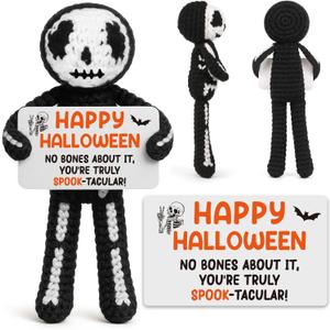 Halloween Handmade Crochet Skeleton Gifts, Funny Crochet Spooky Collectible Decor, Cute Scary Trick or Treat Exchange Gifts for Teens Friend, Unique October Celebration Gag Gift Idea