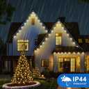 MERRIMAX M Permanent Christmas Outdoor Lights,50ft 36LED Eaves Lights with Remote,8 Modes Waterproof Outdoor Eave Connectable Christmas String Lights for Indoor Party (Warm White)
