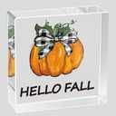 Fall Decorations for Home Fall Decor Home Room Pumpkin Buffalo Plaid Acrylic Table Sign Rustic Shelf Desk Office Decor Season Sign House Warming Gifts 4.5 x 4.5 Inch