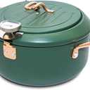 Japanese Tempura Deep Fryer Pot with Fahrenheit Thermometer 2.3L- Nonstick Carbon Steel Oil Fryer, Fried Tempura/Chicken/Fish/Shrimp, Easy Clean, Green Tempura Pan, 8.2inch