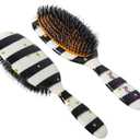 Rock & Ruddle Natural Mixed Bristle Hair Brush for Women and Kids (Large, 21cm) - Perfect for Wet or Dry Hair, Detangling Smoothing Blowdrying - Designed & Made in UK - Black & White Stripes