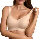 Women's Seamless Wireless Supportive Bra Push Up Comfort Soft No Underwire Full Coverage T-Shirt Bra Set of 4 XL