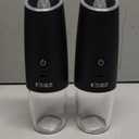 Rechargeable Pepper and Salt Grinder Set, whit Gravity Sensing Switch and LED Light, One Hand Automatic Operation -2 Pack/Black