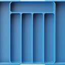 Kitsure Cutlery Drawer Organiser for Kitchen - Adjustable Cutlery Tray for Effortless Utensil Sorting, Versatile Kitchen Storage & Organisation Solution, 12.13" x 1.54" x 8.07"~13.90", Dark Blue (Medium)