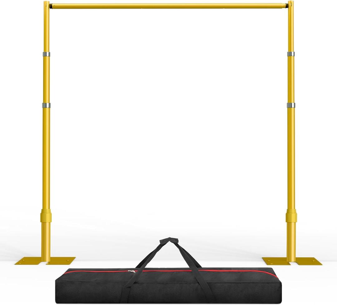 EMART Pipe and Drape Backdrop Stand Kit, 10ftx10ft Heavy Duty Adjustable Photo Background, Metal Frame with Flat Base for Wedding, Birthday Party, Banquet Decorations - Gold