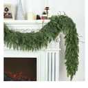 Chuangdi 6ft Prelit Christmas Garland with Lights Artificial Xmas Snowy Cedar Garland Decorated with Pine Cones Berries Battery Powered for Mantle Stairs Fireplace Christmas Indoor Outdoor Decor