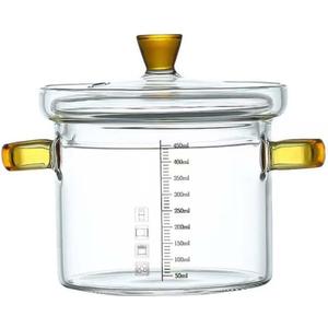 Clear Cooking Pots Glass Stew Pot Glass Soup Pot With Lid Kitchen Stockpot Glass Cooking Pot Large Serving Bowl for Noodle,Soup,Milk,Tea