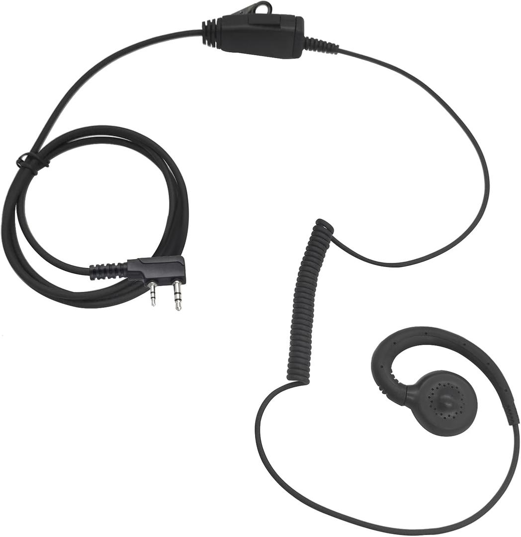 2 Way Radio Earpiece with Mic C Shape Swivel Headset Headphone 2 Pin K1 Ear Piece Walkie Talkie for Retevis Kenwood Baofeng Samcom Arcshell 007 rt22p 888s uv5r ar 152 ar-6