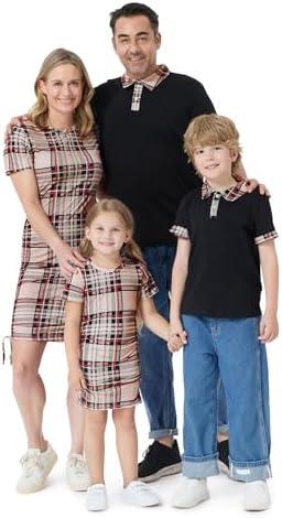 PATPAT Matching Family Outfits Mom and Me Matching Outfits Short Sleeve Round Neck Midi Shirt Dress, 3-4Y