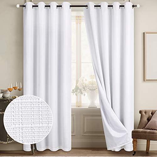 Amazon.com: Diraysid 100% Blackout White Curtains Linen Curtains for Bedroom Grommet Thermal Insulated Room Darkening Drapes (2 Panels, W52 x L84 Inch) : Home & Kitchen