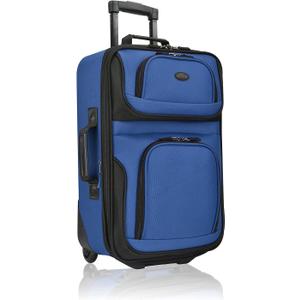 U.S. Traveler Rio Lightweight Softside Rolling Carry-on Suitcase, 2-Wheel Single, Royal Blue, 21"