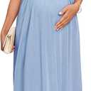 2025 Women's Sparkly Maternity Maxi Dress Ruffle Sleeve Wrap V Neck Pregnancy Dresses with Pockets Baby Shower (Small)