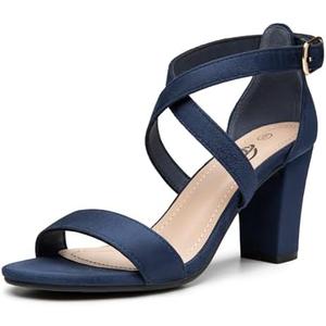Trary Women's Sandal, White, Block Heel, Ankle Strap, Size 5-11.5, Formal Occasion Attendees 7.5