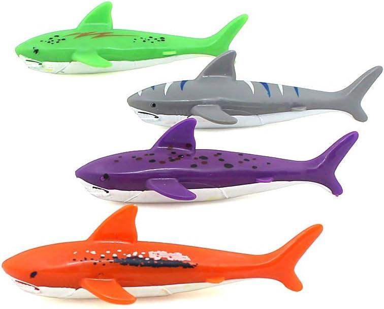 ZHFUYS Diving Pool Toy Underwater Swimming Throwing Diving Torpedo Shark,4 Pack