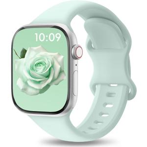 Patenting Sport Silicone Band Compatible with Apple Watch Bands 40mm 38mm 41mm 42mm 44mm 45mm 46mm 49mm Women Men, Waterproof Soft Wrist Strap for iWatch Series 11 10 9 8 7 6 5 4 3 2 1 SE Ultra 2 3 (Aquamarine Green(#New))