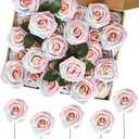 MACTING 60PCS Artificial Rose Flowers Real Touch Fake Flowers with Stem Foam Roses for DIY Wedding Bouquets Baby Shower Table Centerpieces Party Holiday Home Mothers Day Decorations,Light Rainbow