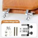 Universal Toilet Seat Hinges Replacement Kit - Chrome-Plated Metal Hinge Set with Bolts, Screws, Nuts for Most Wooden Toilet Seats - Easy Install Bathroom Hardware Fittings
