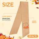 2 Pcs Fall Wreath Sash for Front Door Embroidery Monogram Pumpkin Ribbon Sash for Fall Thansgiving Yard Porch Decor (Letter S)