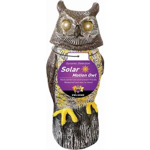 Owlsome Solar Owl with Glowing Eyes, Rotating Head, Hoot Sound, Motion Detector and Silent Mode, Plastic Owl Garden Sculpture, Garden Decoration