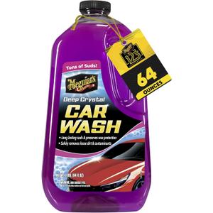 Meguiar's Deep Crystal Car Wash - Car Wash Shampoo that Cleans Paint, Enhances Gloss, and Preserves Wax Protection, pH Balanced Car Wash Soap with Excellent Foaming Action, 64 Oz