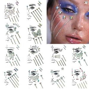 12 Sets Mermaid Face gem, face Jewels Rhinestones makeup Temporary Crystal Stickers Decorations Tattoos Fit for Parties Music Festival (Blind Box with 12 Different Color Variants)