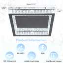 Finktonglan Square Crystal LED Flush Mount Ceiling Light, 17.7" Modern Crystal Flush Mount Chandelier, 48W 6000K Cool White, K9 Crystal & Stainless Steel, Low Profile, Non-Dimmable, No Remote