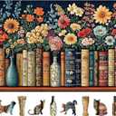 Vintage Books & Flowers 500-Piece Jigsaw Puzzle for Adults - Floral Library Scene Puzzle with Colorful Blooms, Decorative Book Spines - Challenging Yet Relaxing Puzzle, 23"x15"
