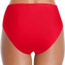 Tempt Me Women's High Waist Bikini Bottom - Full Coverage Bathing Suit Swim Bottom 2025 Swimsuit Swimwear (Red, S)
