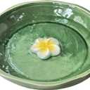 Light Green 11.8 Inch Decorative Ceramic High-Temperature Fired Wild Bird Bath Bowl/Feeder for Outdoor Garden, Bowl Only