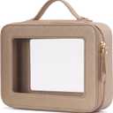 Popvibe Clear Makeup Bag Travel Cosmetic Case Transparent Toiletry Bag with Zipper, Portable Make Up Organizer Traveling Compact Car Bag for Essentials (Gold)